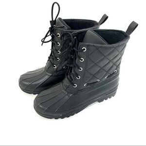 NEW Sperry Top Sider Gosling Quilted Duck Waterproof Black Lace Up Boots Size 6